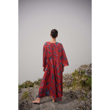 Raas Life Shringara Daal Maroon Floral Maxi Dress