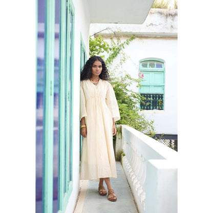 Raas Life Cream Shringara Chanderi Dress