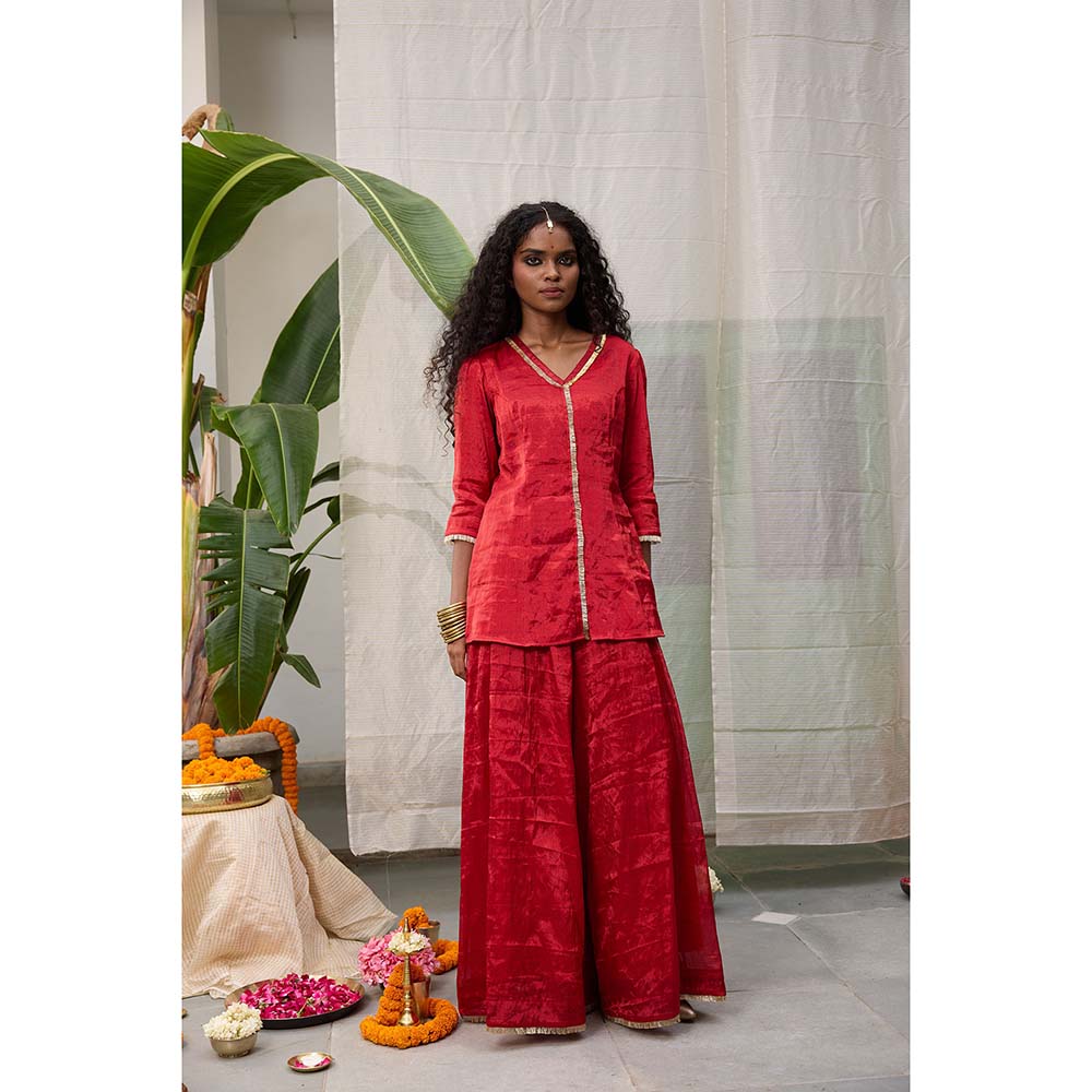 Raas Life Dhara Flared Red Palazzo