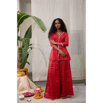 Raas Life Dhara Flared Red Palazzo