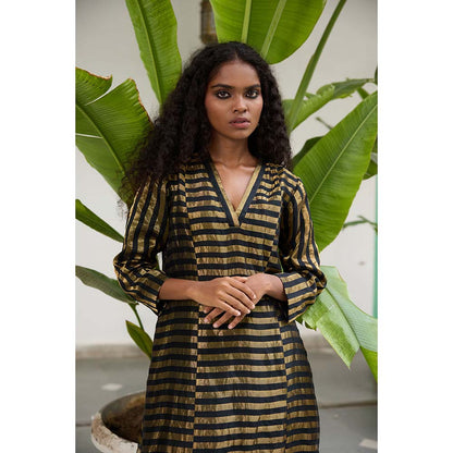 Raas Life Kalakriti Gold Zari Striped Chanderi Kurta and Pant (Set of 2)