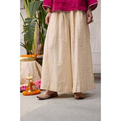 Raas Life Kaveri Zari Chanderi Checks Palazzo with Top (Set of 2)