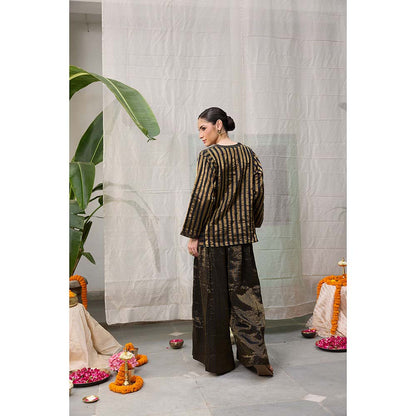 Raas Life Kaveri Gold Chanderi Stripes Kurta and Palazzo (Set of 2)
