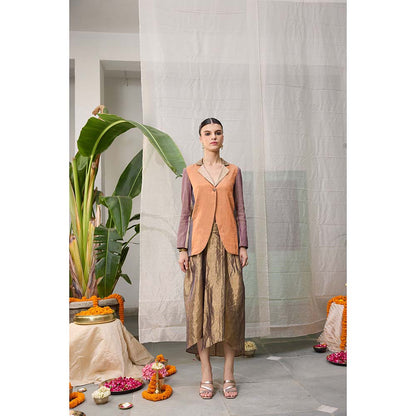 Raas Life Mrunal Zari Chanderi Colorblock Blazer with Skirt (Set of 2)