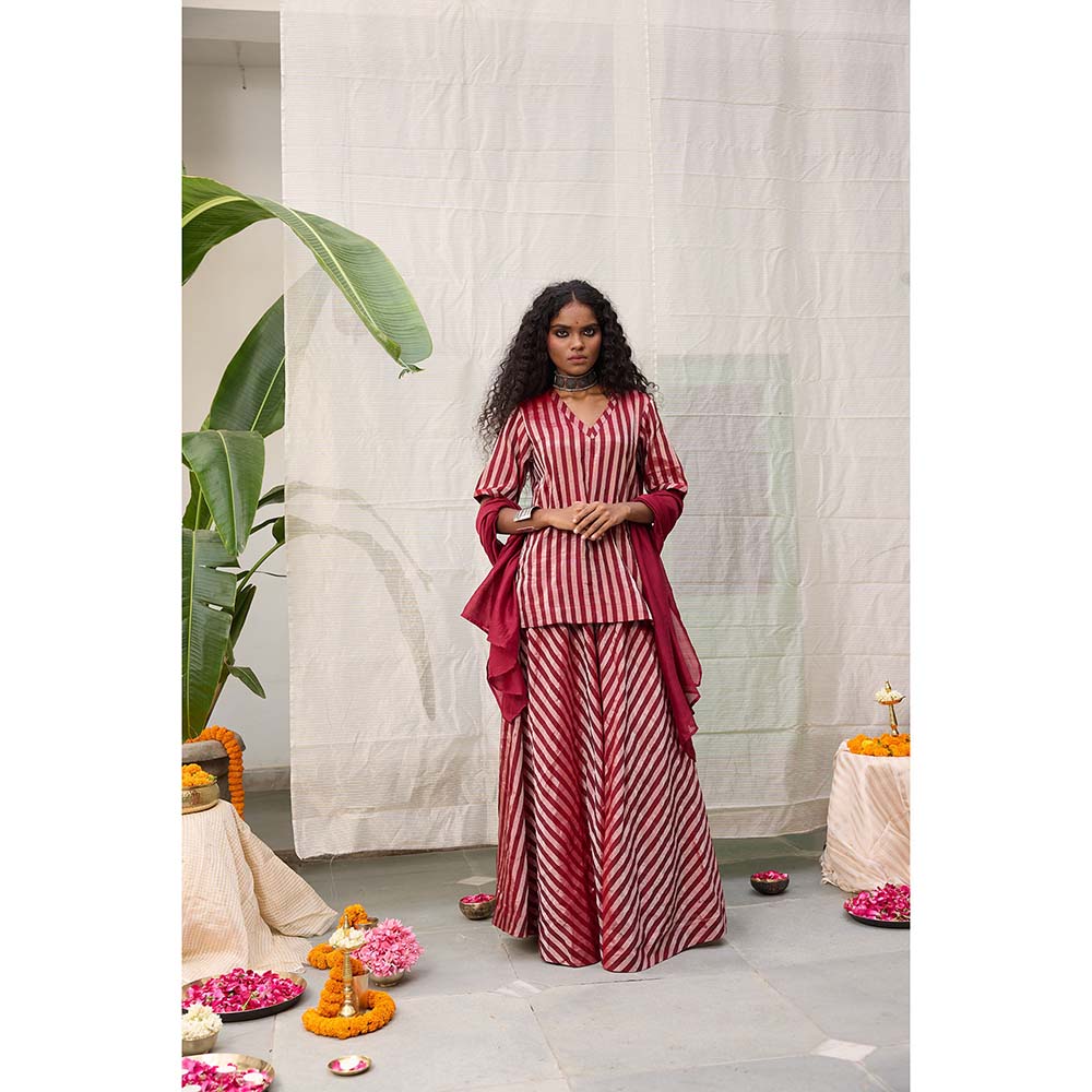 Raas Life Amala Zari Chanderi Kurta with Palazzo and Dupatta (Set of 2)