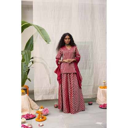 Raas Life Amala Zari Chanderi Kurta with Palazzo and Dupatta (Set of 2)
