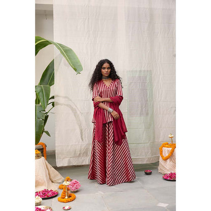 Raas Life Amala Zari Chanderi Kurta with Palazzo and Dupatta (Set of 2)