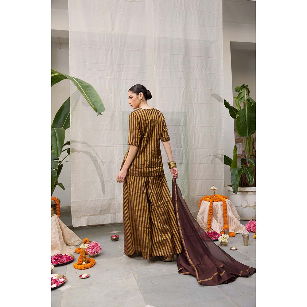 Raas Life Amala Zari Chanderi Kurta with Palazzo and Dupatta (Set of 2)