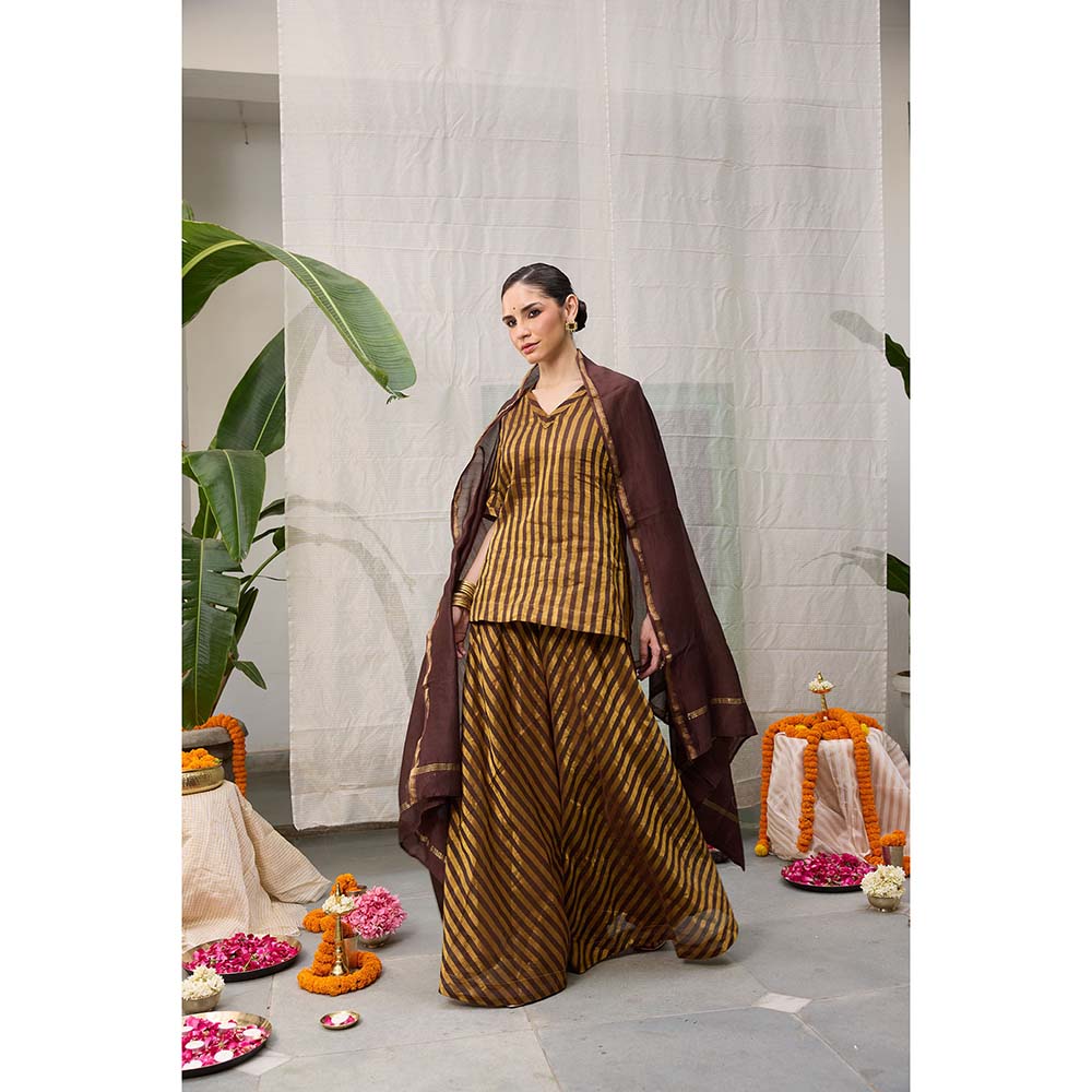 Raas Life Amala Zari Chanderi Kurta with Palazzo and Dupatta (Set of 2)