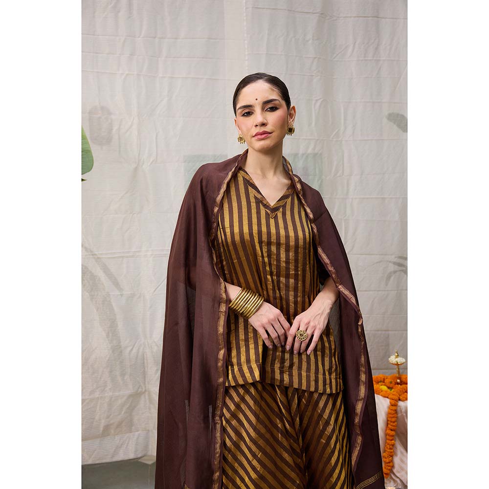 Raas Life Amala Zari Chanderi Kurta with Palazzo and Dupatta (Set of 2)