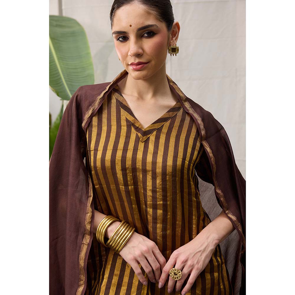 Raas Life Amala Zari Chanderi Kurta with Palazzo and Dupatta (Set of 2)