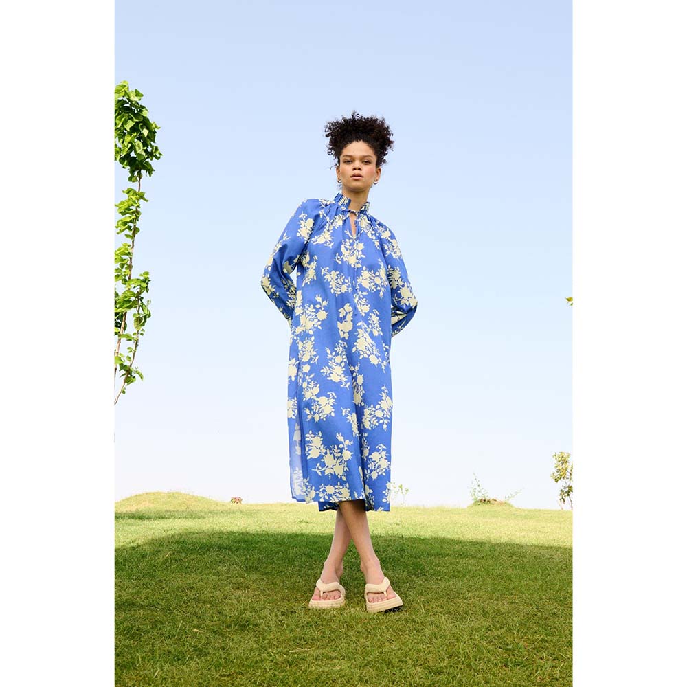 Raas Life Blue Daisy Floral Printed Dress
