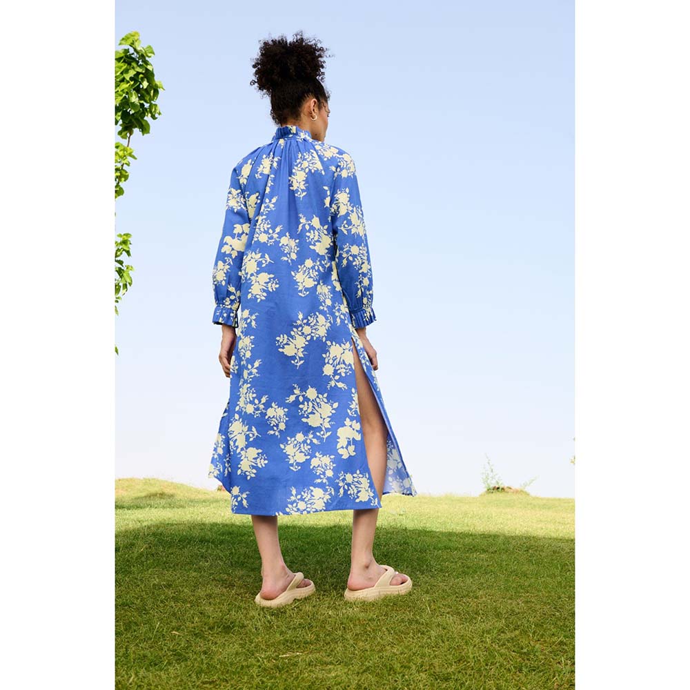 Raas Life Blue Daisy Floral Printed Dress