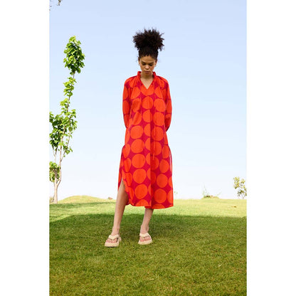 Raas Life Red Daisy Printed Dress