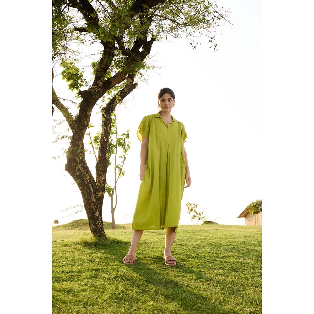 Raas Life Green Chamomile Solid Dress