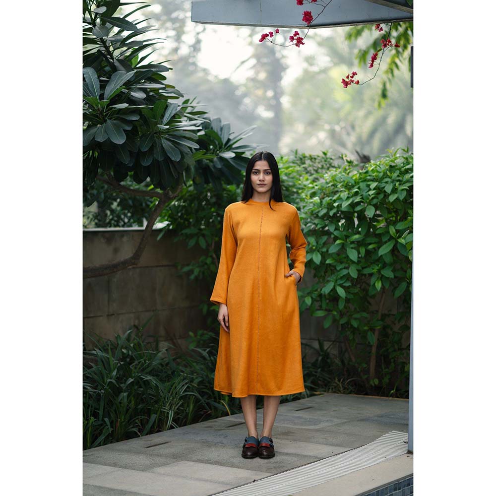 Raas Life Orange Starflower Solid Dress