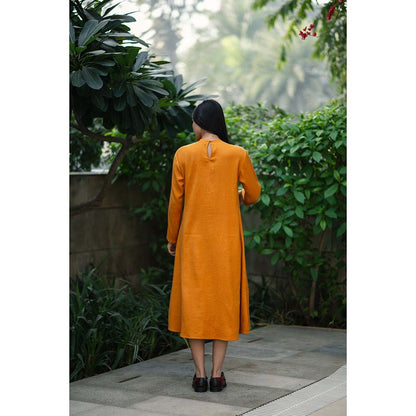 Raas Life Orange Starflower Solid Dress