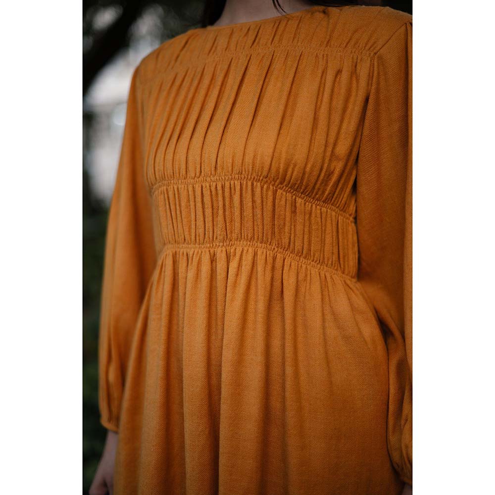 Raas Life Orange Sunflower Solid Dress