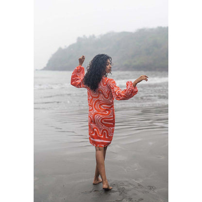 Raas Life Orange Zavi Printed Dress