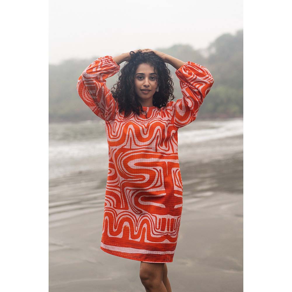 Raas Life Orange Zavi Printed Dress