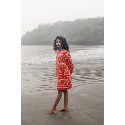 Raas Life Orange Zavi Printed Dress