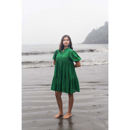 Raas Life Green Layla Chilli Self Design Dress