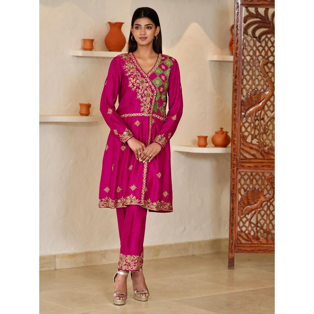 Rabnoor K Sethi Pink Pakistani Zardozi Embroidered Kurta with Pant and Dupatta (Set of 2)