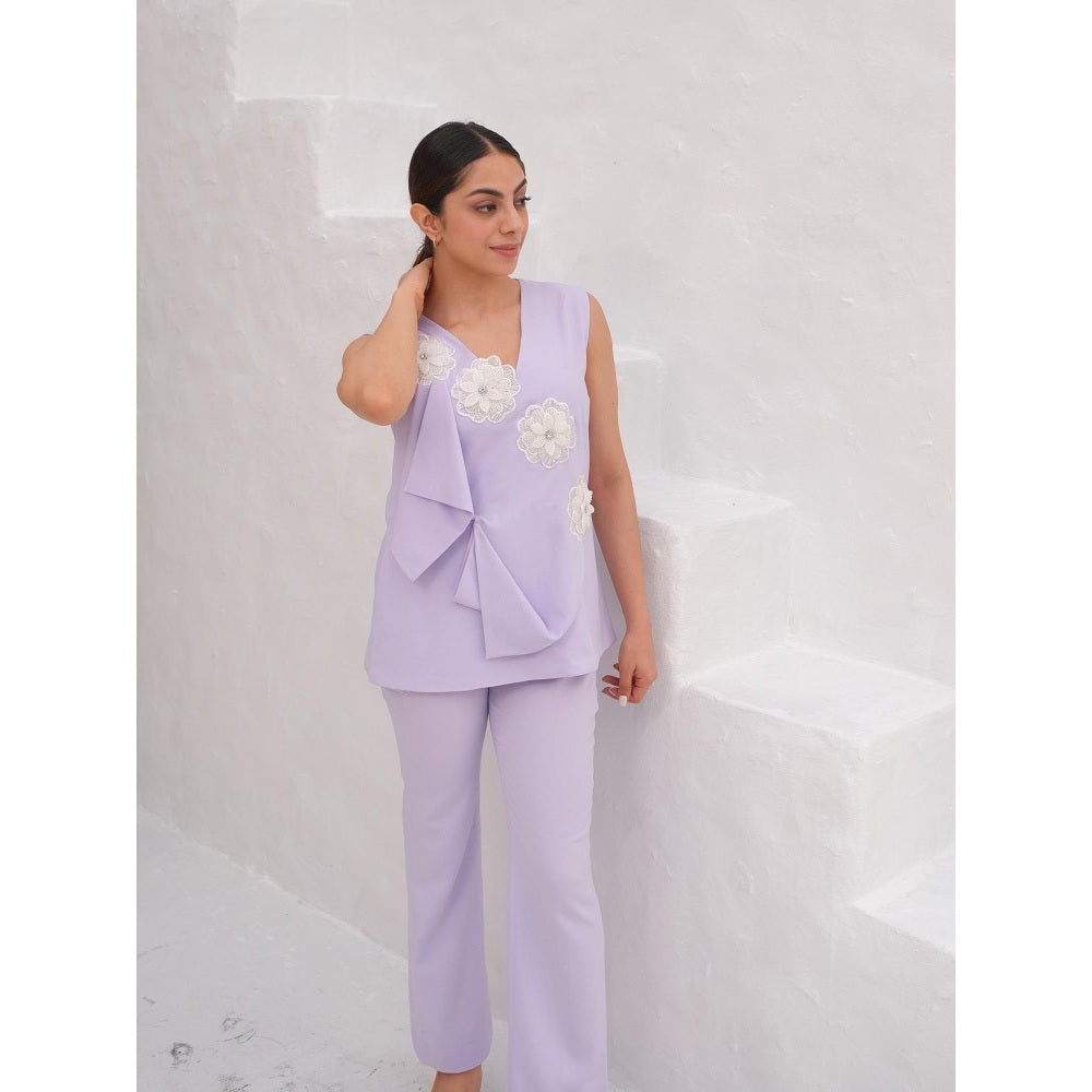 Rabnoor K Sethi A Lavender Flap Design Co-Ord (Set of 2)