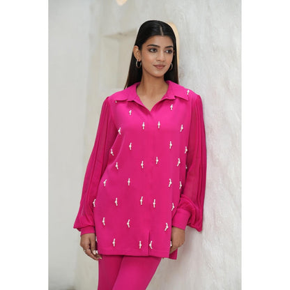 Rabnoor K Sethi Pink Pearl Embellished Fascia Top