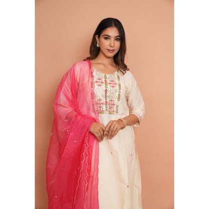 Rabnoor K Sethi Pink Formal Kurta with Pant and Heavy Dupatta (Set of 3)