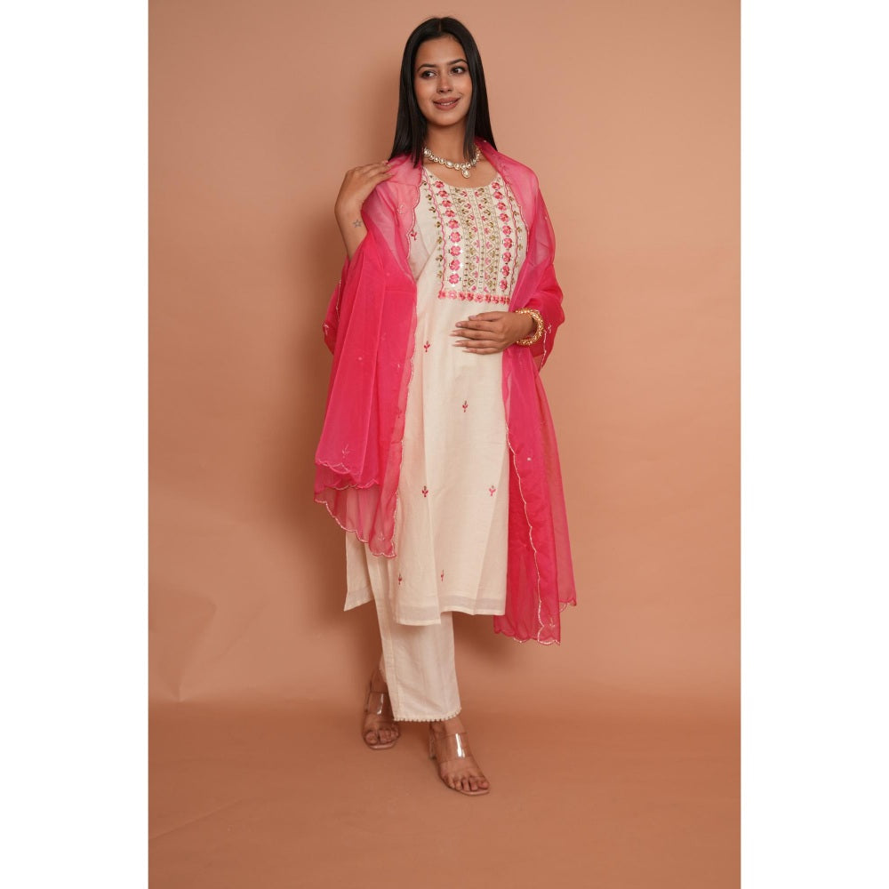 Rabnoor K Sethi Pink Formal Kurta with Pant and Heavy Dupatta (Set of 3)