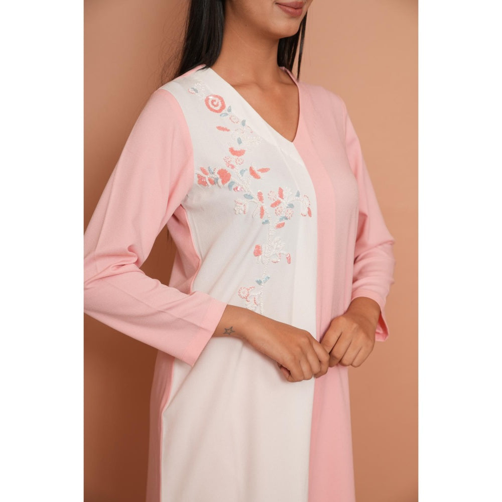 Rabnoor K Sethi Powder Pink Formal Embroidered Kurti