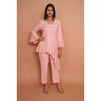 Rabnoor K Sethi Powder Pink Asymmetrical Co-Ord (Set of 2)
