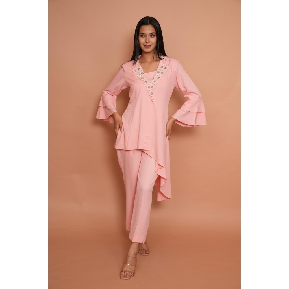 Rabnoor K Sethi Powder Pink Asymmetrical Co-Ord (Set of 2)