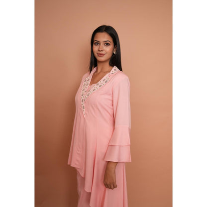 Rabnoor K Sethi Powder Pink Asymmetrical Co-Ord (Set of 2)