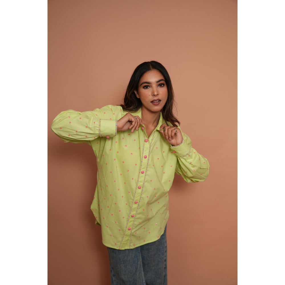 Rabnoor K Sethi Yellow Meant Formal Embroidered Shirt