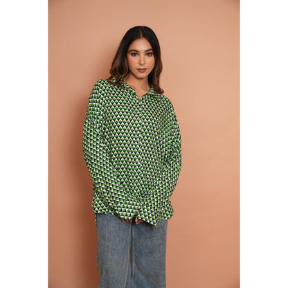 Rabnoor K Sethi Green Printed Shirt