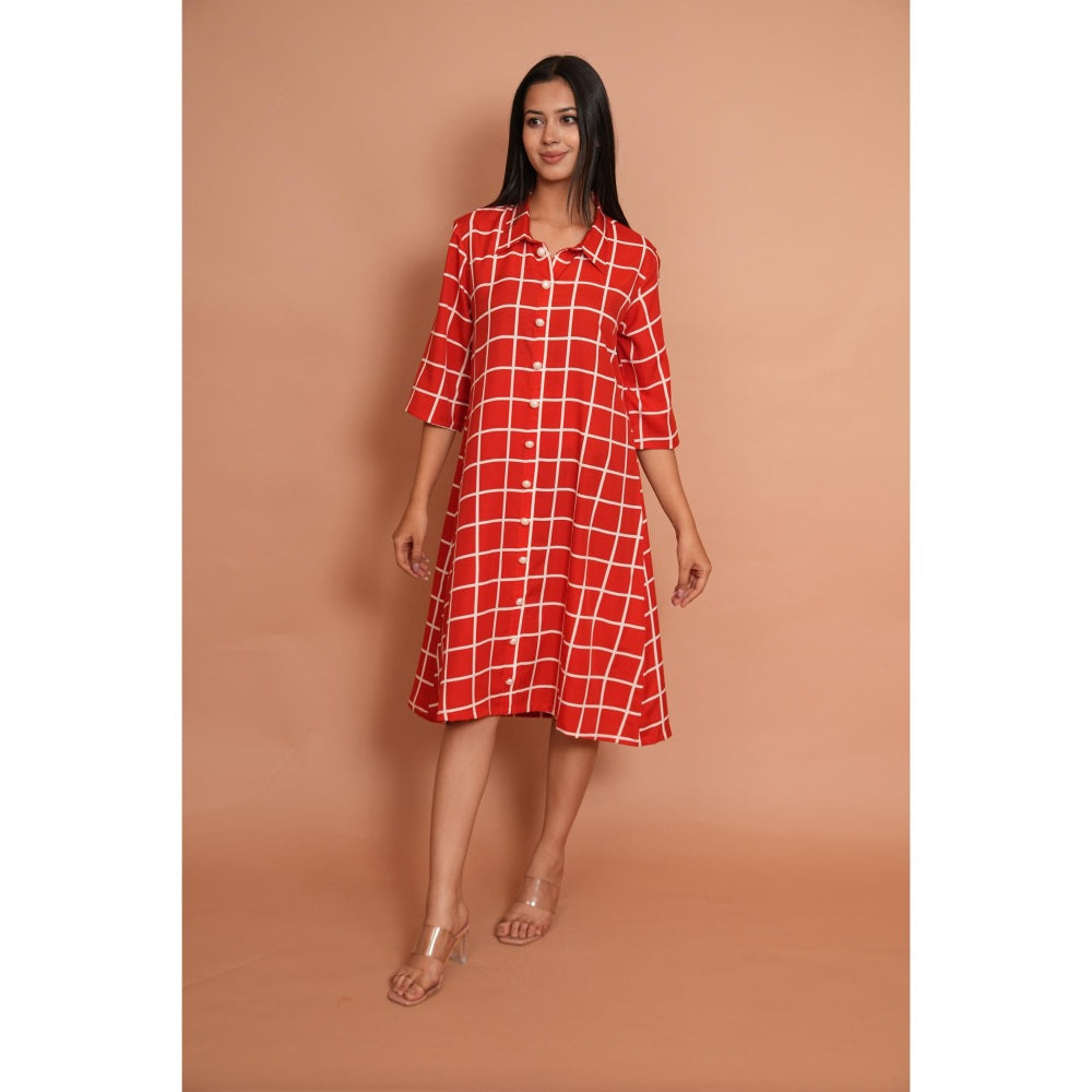 Rabnoor K Sethi Red Checks Shirt Dress