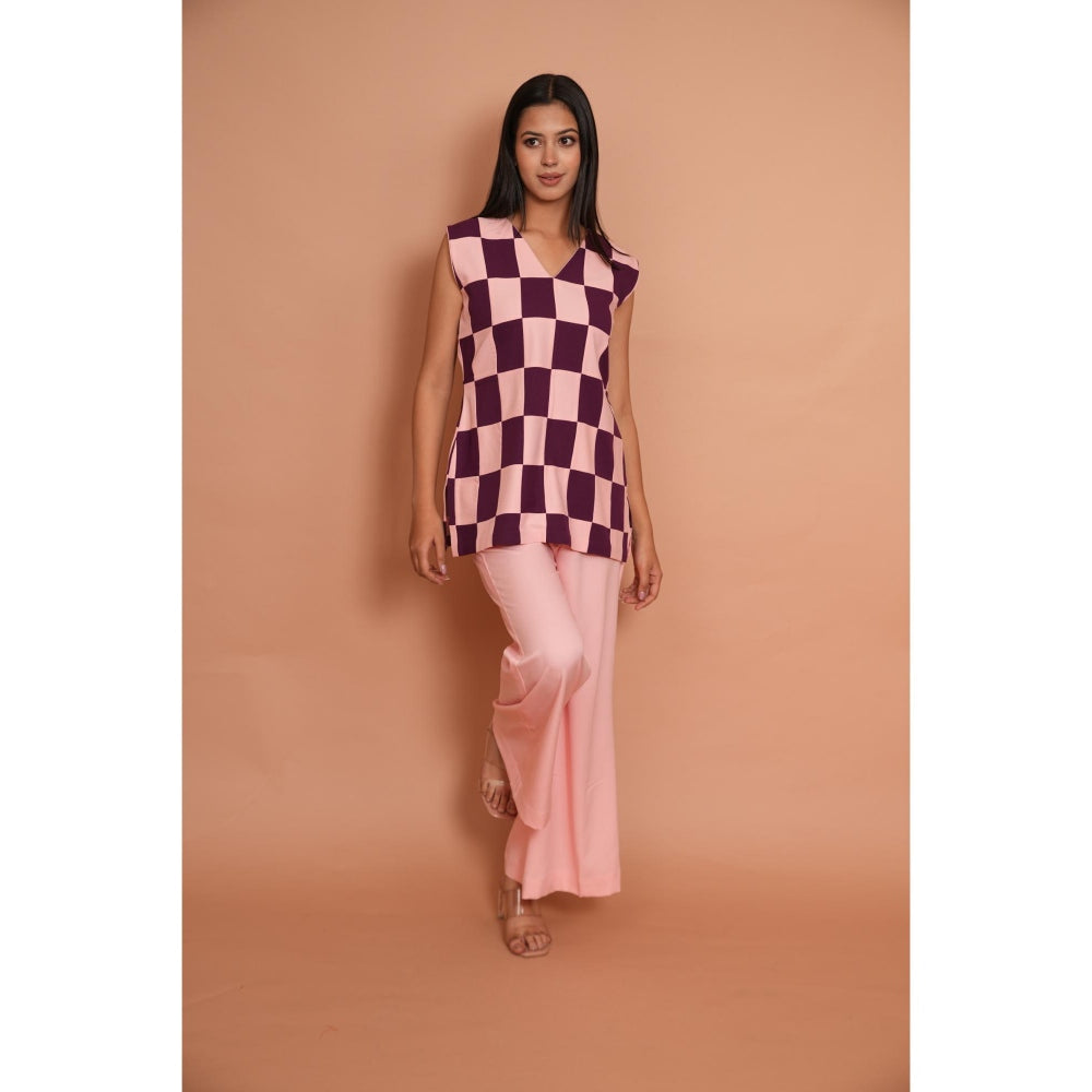 Rabnoor K Sethi Powder Pink Checks Co-Ord (Set of 2)