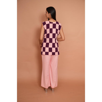 Rabnoor K Sethi Powder Pink Checks Co-Ord (Set of 2)