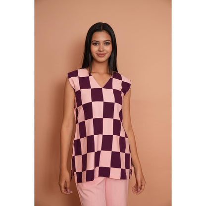 Rabnoor K Sethi Powder Pink Checks Co-Ord (Set of 2)