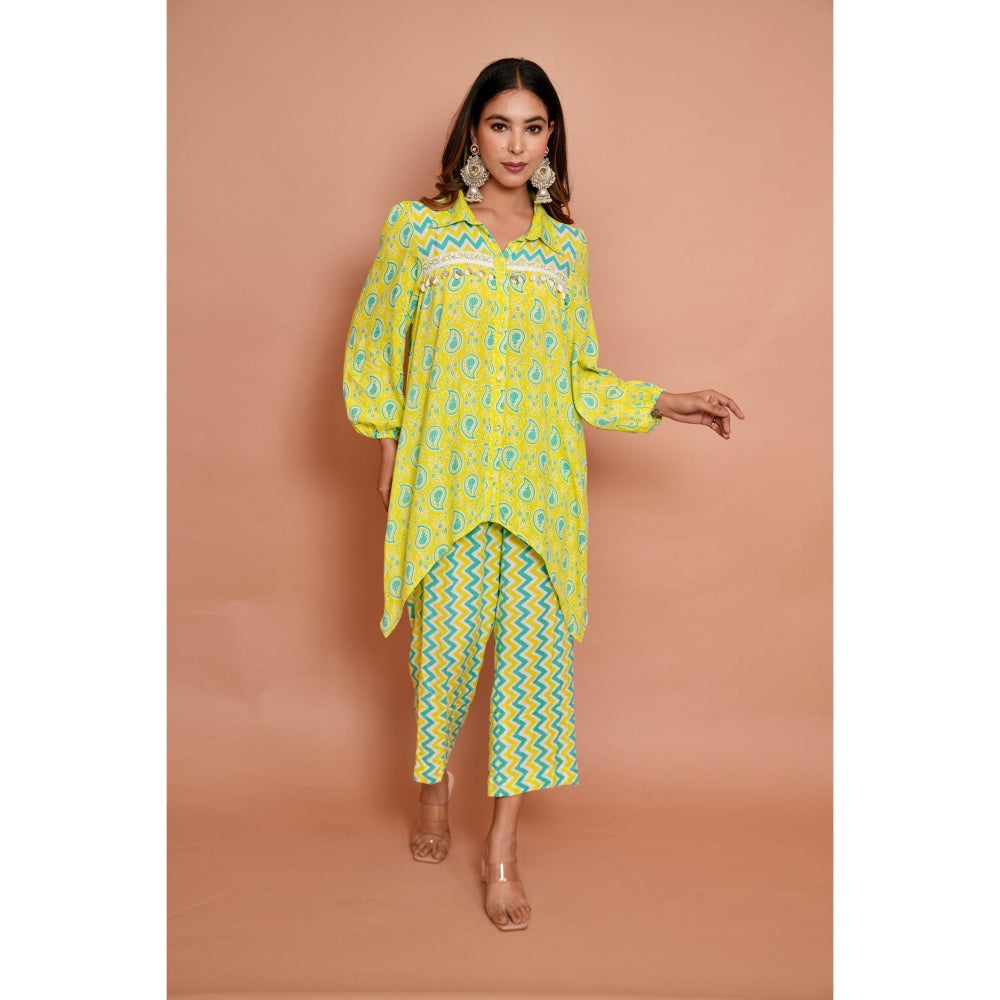 Rabnoor K Sethi Parrot Green Festive Tunic with Pant (Set of 2)