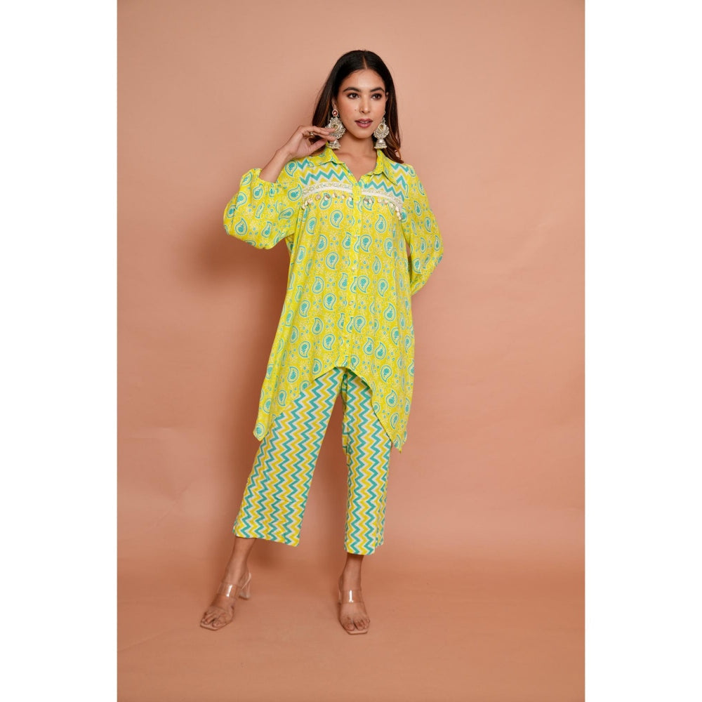 Rabnoor K Sethi Parrot Green Festive Tunic with Pant (Set of 2)