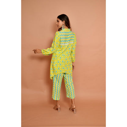 Rabnoor K Sethi Parrot Green Festive Tunic with Pant (Set of 2)