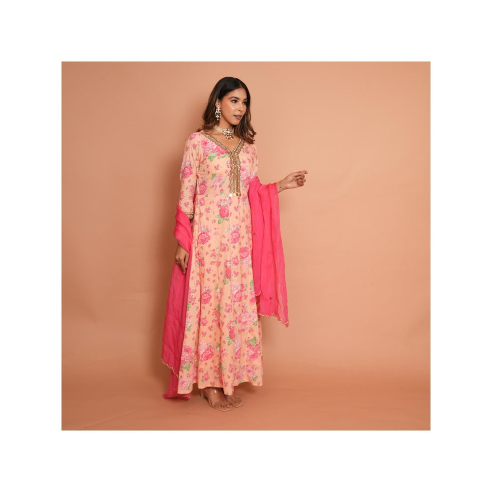 Rabnoor K Sethi Blush Pink Anarkali with Pyjama and Dupatta (Set of 3)