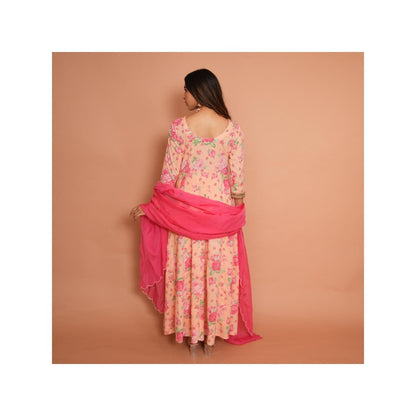 Rabnoor K Sethi Blush Pink Anarkali with Pyjama and Dupatta (Set of 3)