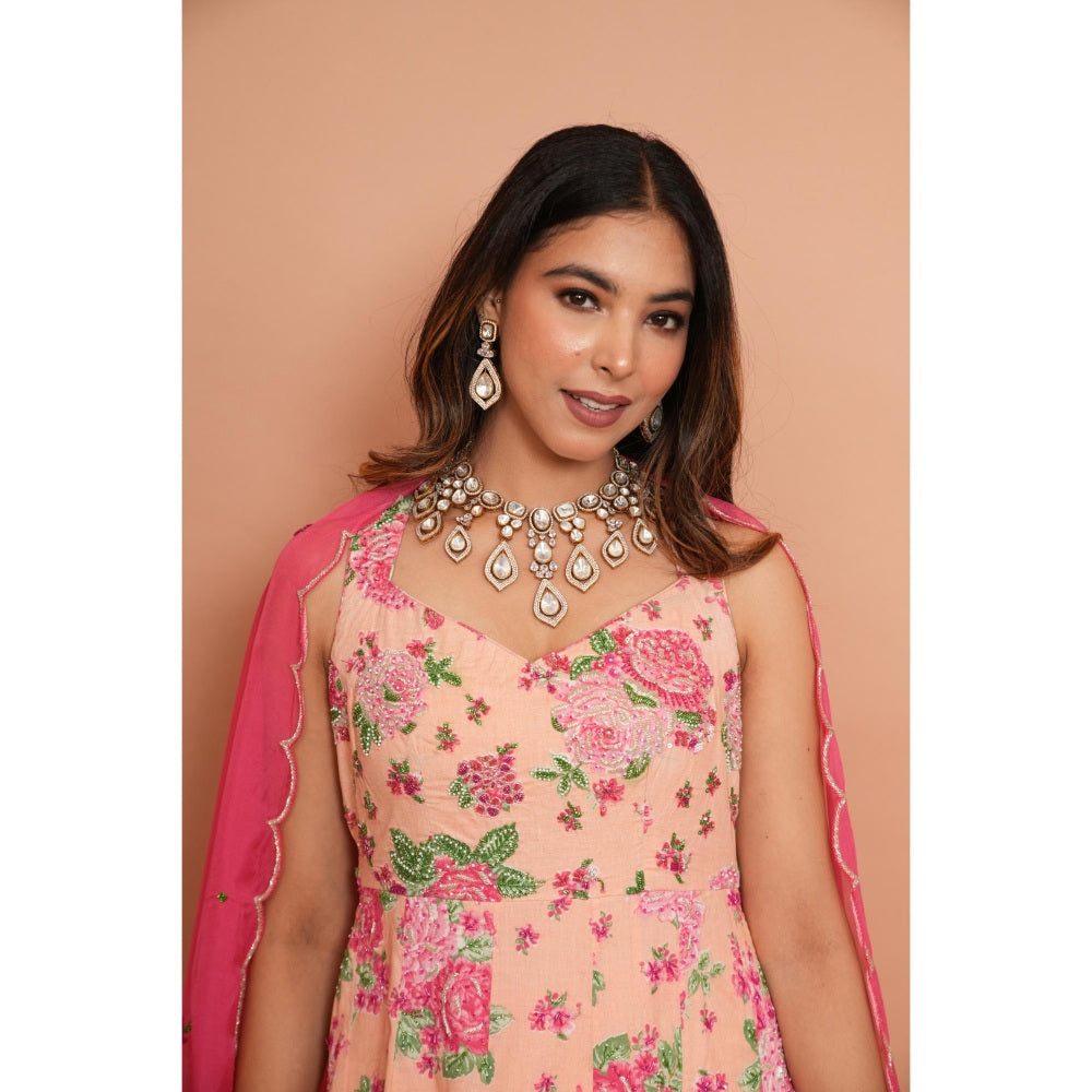 Rabnoor K Sethi Blush Pink Anarkali with Churidar and Dupatta (Set of 3)