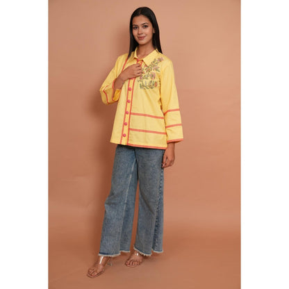 Rabnoor K Sethi Lime Yellow Embroidered Shirt