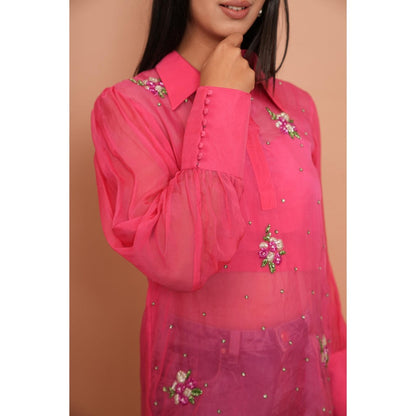 Rabnoor K Sethi Pink Embroidered Top with Inner (Set of 2)