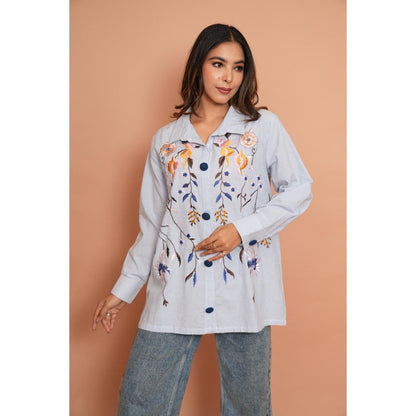 Rabnoor K Sethi Blue Stripe Shirt